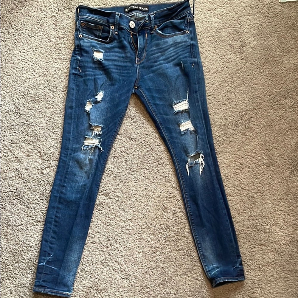 Express Distressed Blue Jeans for Women